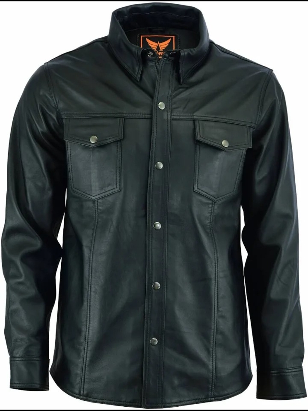 A&H Apparel Men's Black Leather Snap-Front Shirt Jacket - New medium M Size